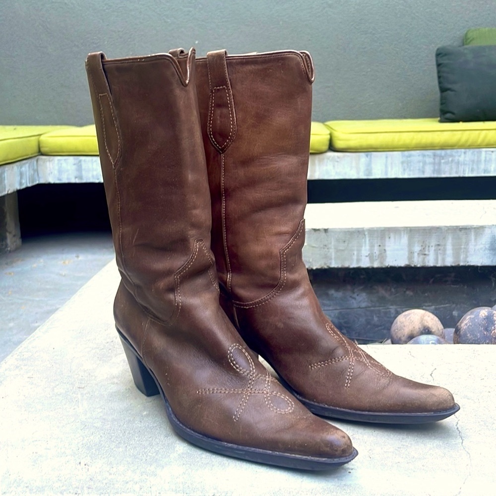 FRANCO SARTO BROWN LEATHER BOOTS